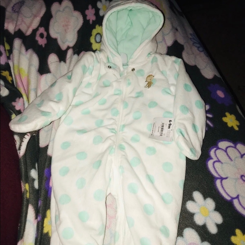 Baby Girl Bunting/ Snowsuit Mint & White